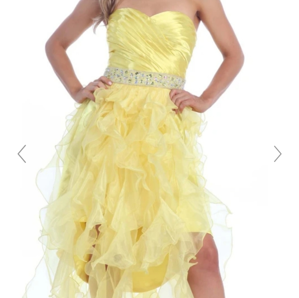 Yellow High Low Dress Homecoming Knee Length